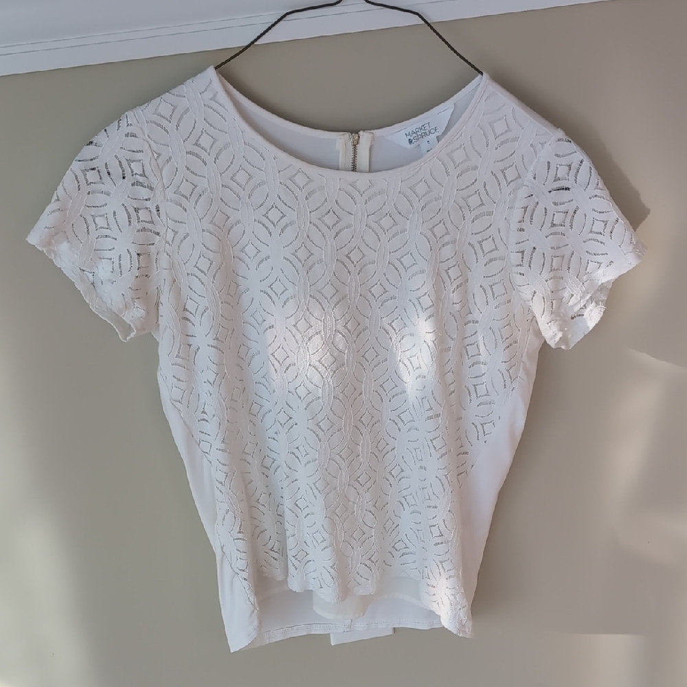 Medium Short Sleeved Market & Spruce White Blouse